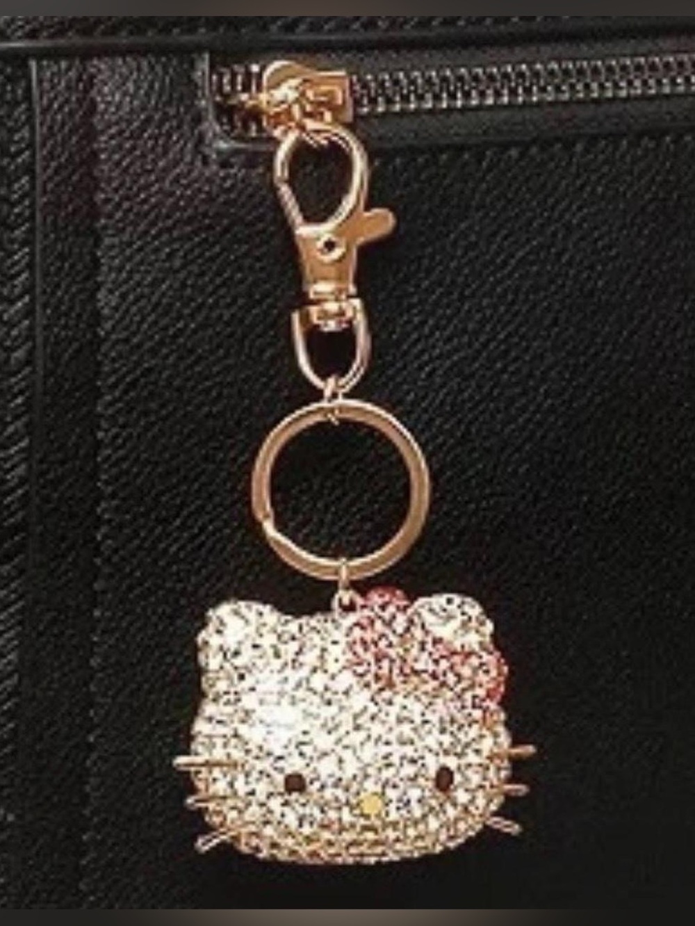 Hello Kitty Crystal Keychain Bag/Backpack Charm - Gold and Pink